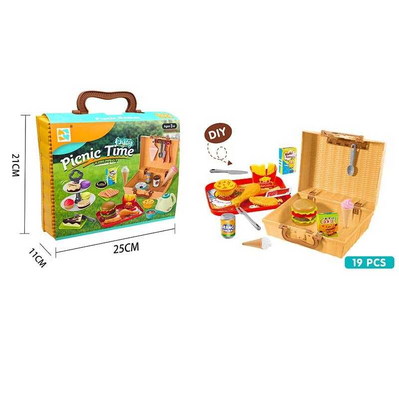 Набір продуктів 699-93 (48/2) 19 елементів, таця, кошик, посуд, конструктор бургера, в коробці