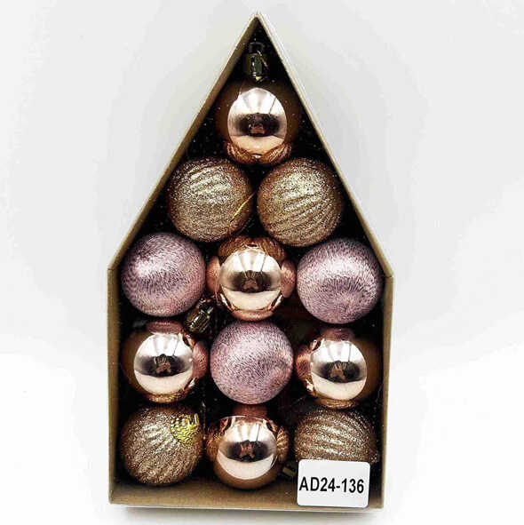 Новорічні прикраси C 67489 (150) 12 штук, D=4 см, в коробці