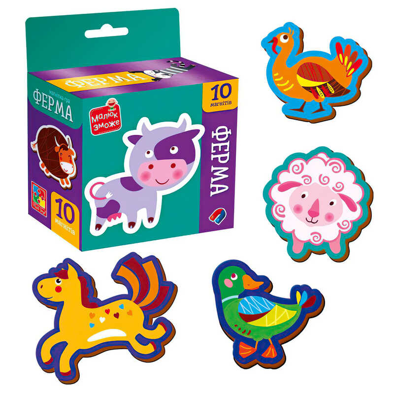 гр Набір магнітів "Ферма" VT3106-36 (30) "Vladi Toys", 10 елементів, у коробці