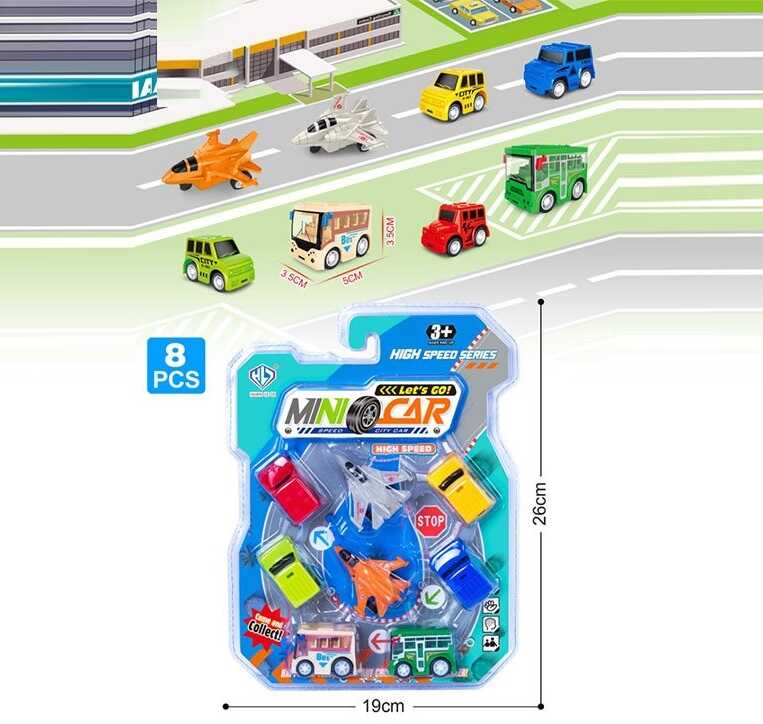 Набір машин 898 E-101 (128/2) інерція, 8 машинок, в слюді