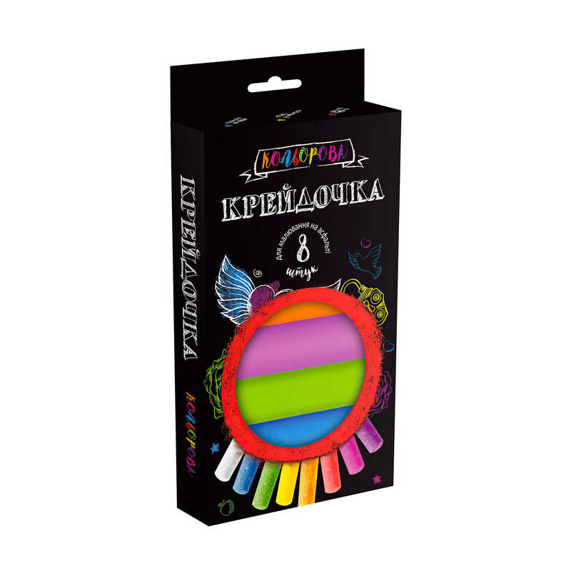 гр Крейда кольорова серії "Крейдочка" великі 8 кольори (20) KRD-02-02U "Danko Toys"