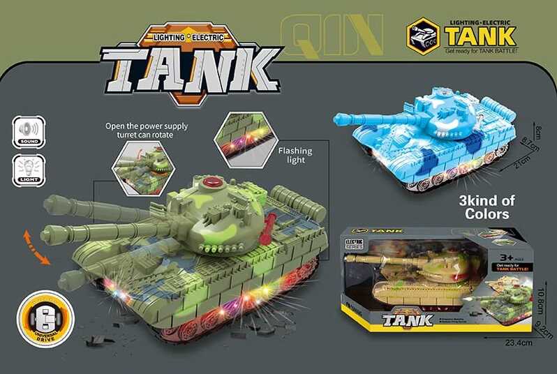 Танк 62911 (72) підсвічування, звуки, колеса вільного ходу, на батарейках, в коробці