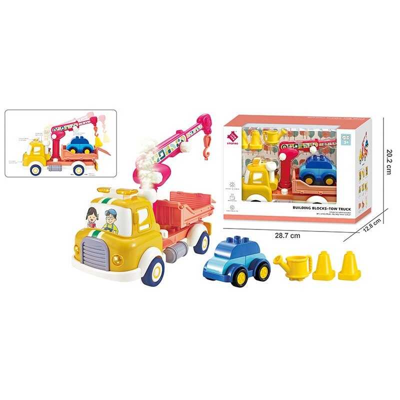 Спецтехніка A 88029 (18) інерція, підсвічування, звуки, парогенерація, рухомі елементи, конструктор, 1 машинка-конструктор, на батарейках, в коробці