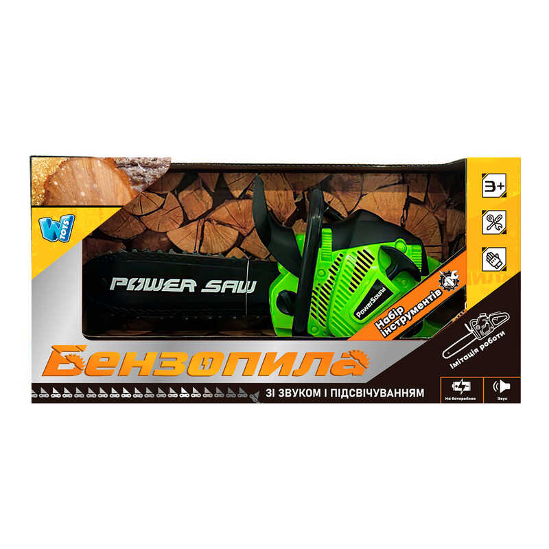 Бензопила 36220 (24/3) "WToys" звук, ланцюг рухається, на батарейках, в коробці