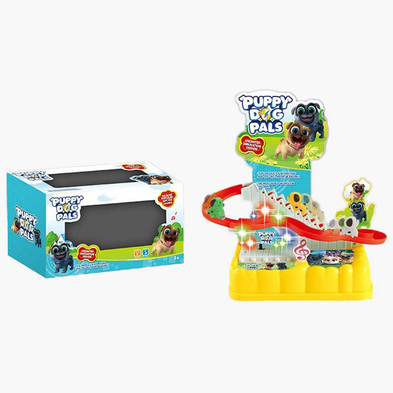 Трек 0912-6 (96/2)  “Собачки”, підіймач на батарейках, музика, підсвітка, 3 фігурки, автоматичний підіймач, в коробці