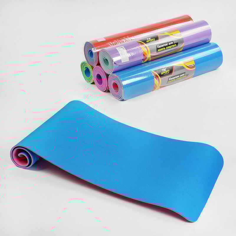 Килимок для йоги C 56192 (24) "TK Sport", 5 кольрів, розмір 61х173 см, товщина 0.6 см, ВИДАЄТЬСЯ ТІЛЬКИ МІКС ВИДІВ