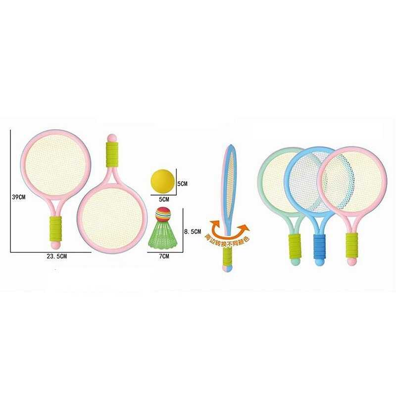 Набір ракеток 833-2 (96/2) 3 види, 2 штуки, м’які накладки на ручках, пластиковий каркас, м’який м’ячик та воланчик, у сітці, ВИДАЄТЬСЯ МІКС ВИДІВ