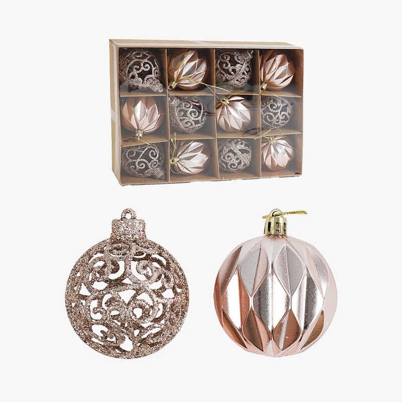 Новорічні прикраси C 67520 (80) 12 штук, кульки, D = 6 см, в коробці