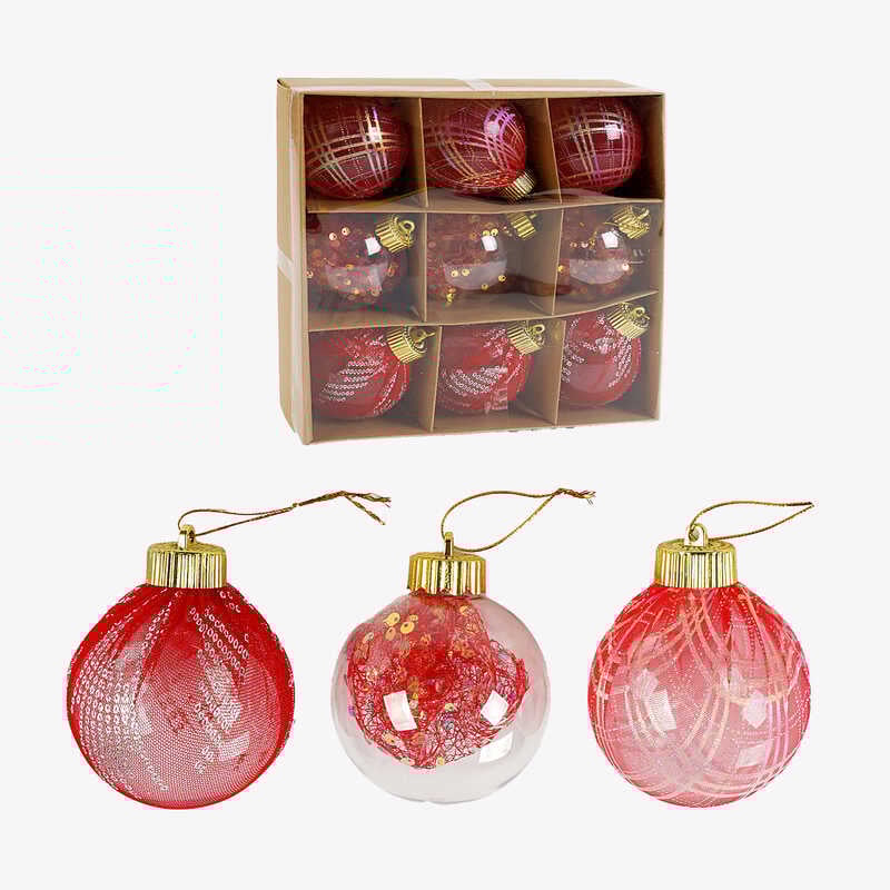 Новорічні прикраси C 67513 (42) 9 штук, кульки, D = 8 см, в коробці