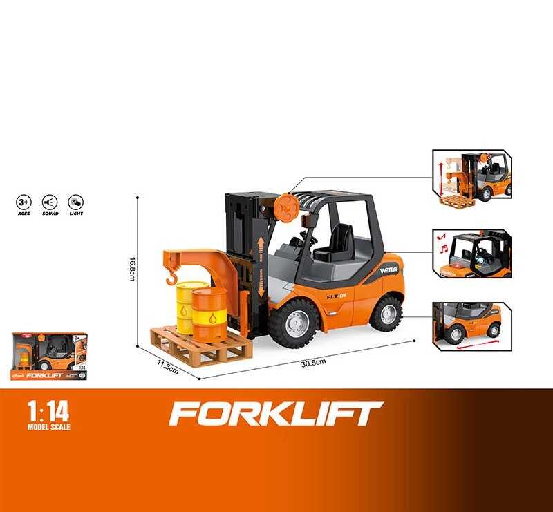 Спецтехніка WY 372 A (18)  “Навантажувач”, масштаб: 1:14, інерція, підсвічування, звуки, механічний підіймач, вантаж, гумові колеса, в коробці