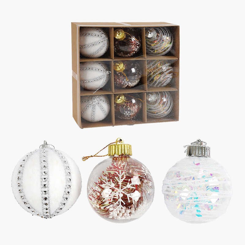 Новорічні прикраси C 67512 (42) 9 штук, кульки, D = 8 см, в коробці