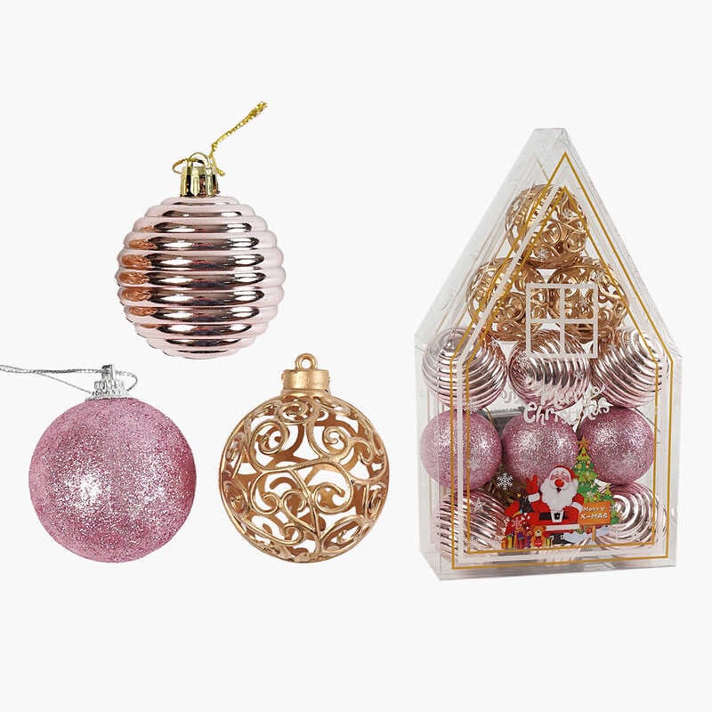 Новорічні прикраси C 67382 (96) 12 штук, кульки,  D=5 см, у слюді