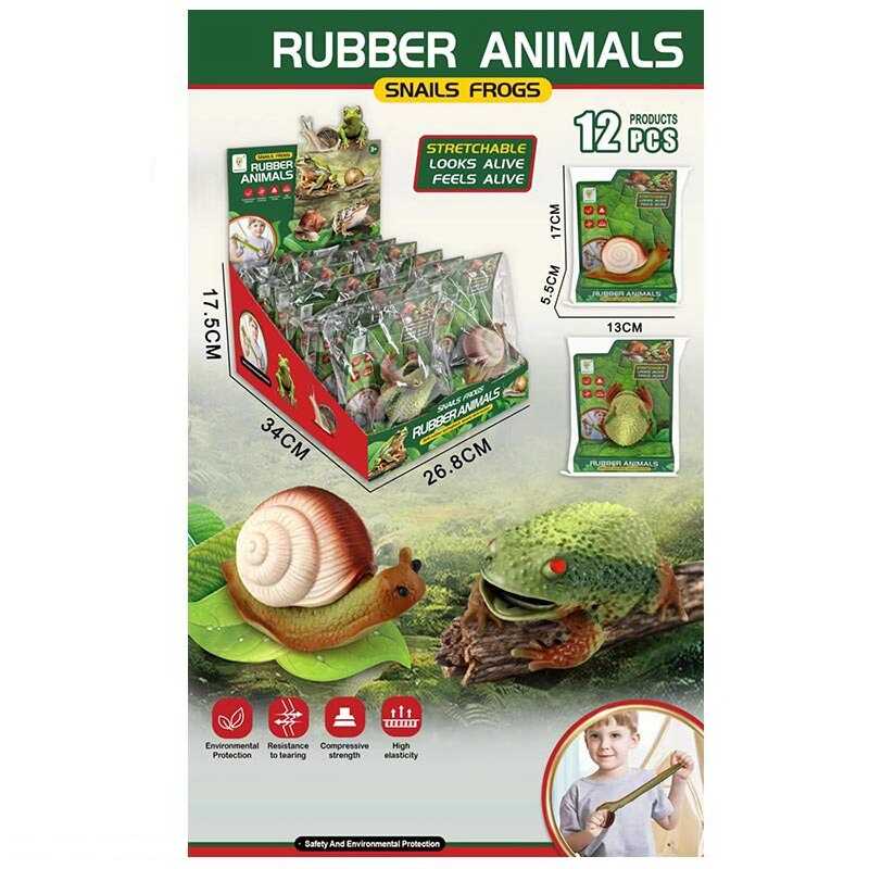 Тягучка 6001 A (18/2) ЦІНА ЗА 12 ШТУК В БЛОЦІ, равлик, жабка, пластиковий панцир, в коробці