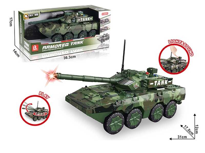 Танк 58058 A (24) інерція, рухома башта з тріскачкою, підсвічування, звукові ефекти,  в коробці