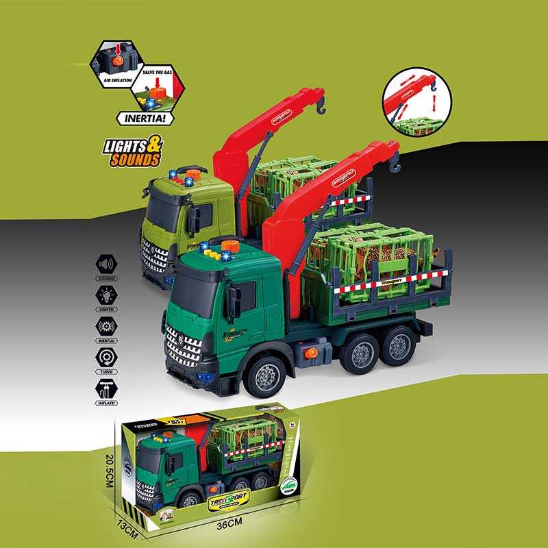 Машина музична 687-62 A (24/2) 2 кольори, "Вантажівка", підсвічування, звукові ефекти, інерція, рухомі деталі, фігурки тварин, в коробці, ВИДАЄТЬСЯ МІКС