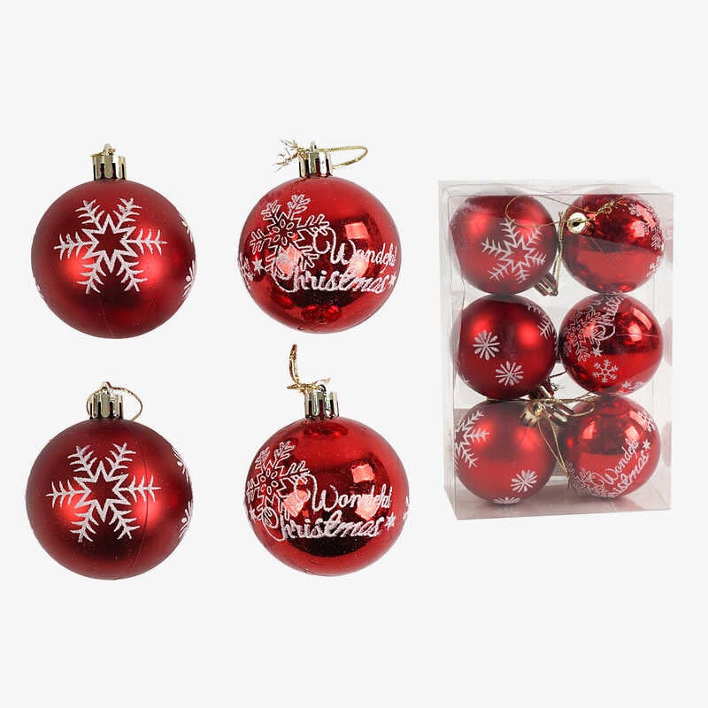 Новорічні прикраси C 67665 (120) 6 штук, кульки, D = 5,5 см, у слюді