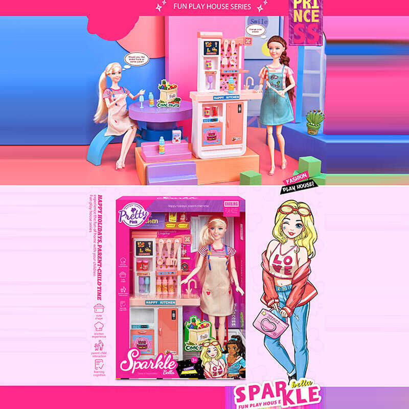 Лялька 7013 (48) 2 види, 30 см, шарнірні суглоби, кухня, посуд, фартушок,  в коробці