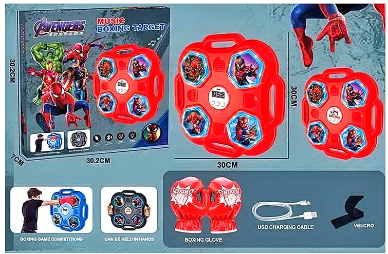 Електронний бокс 6505-2 A , вбудований акумулятор, USB-кабель, музика, 1 пісня рос. мовою, підсвічування, підрахунок балів, рукавички, bluetooth, в коробці