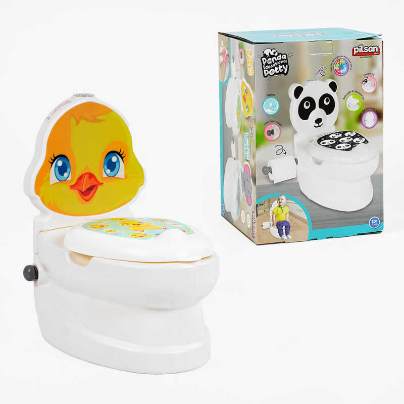 Горщик 07-564 Pilsan (4) "Каченя", спинка, горщик знімний, тримач для паперу, звуки води, підсвічування кнопки, в коробці