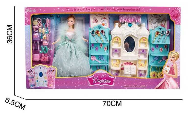 Лялька 8616 (24) "Гардеробна", аксесуари, косметичний столик, у коробці