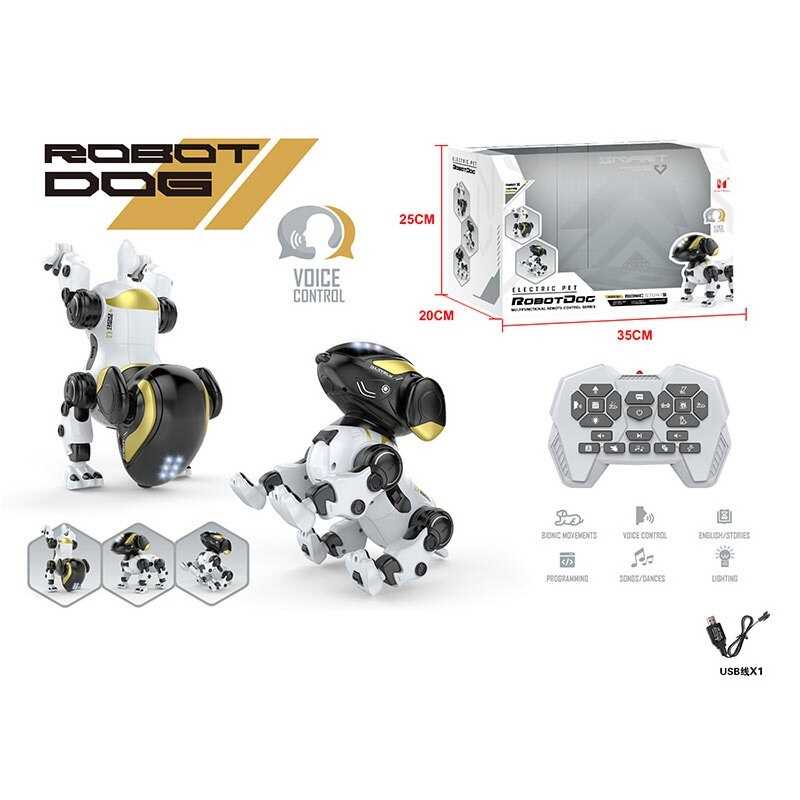 Собачка на радіокеруванні LH-R 1 (12) акумулятор 3.7 V, звуки, підсвічування, озвуч. англ. мовою, пісні, казки, трюки, управління голосом, режим програмування, в коробці