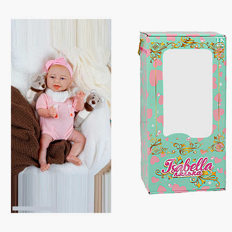 Пупс QM 24018 (12) "TK Group", функціональний, датчик руху, звуки: сміх, плач, засинає, висота: 42 см, гумовий, пустушка, пляшечка, памперс, в коробці