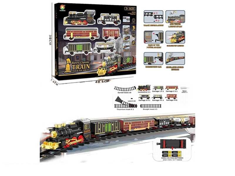 Залізниця 699-35 A (12) локомотив, 5 вагонів, звуки, підсвічування, парогенератор, в коробці