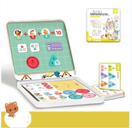 Магнітна гра С 74469 (48) “Математика”, цифри, завдання, математичні позначки, маркер “пиши-витирай”, металевий бокс в пакеті
