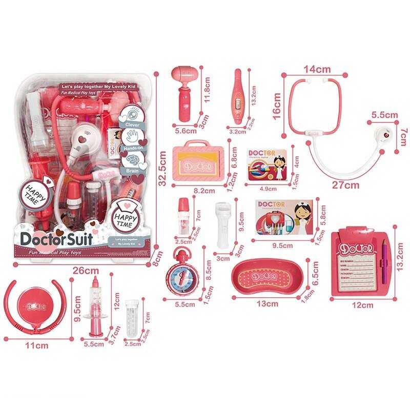 Набір лікаря 8806 A-2 (36) підсвічування, звук серцебиття, медичне приладдя, муляжі ліків, в слюді
