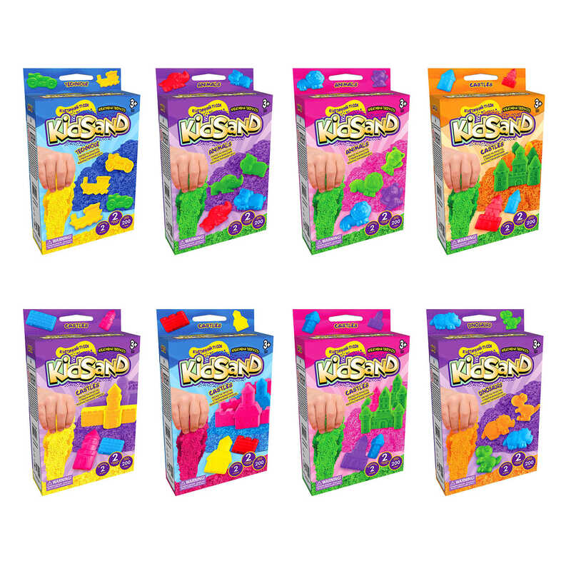 гр Кінетичний пісок "KidSand" 200г KS-05-01U,02U.03U...08U (16) "Danko Toys" ВИДАЄТЬСЯ МІКС ВИДІВ