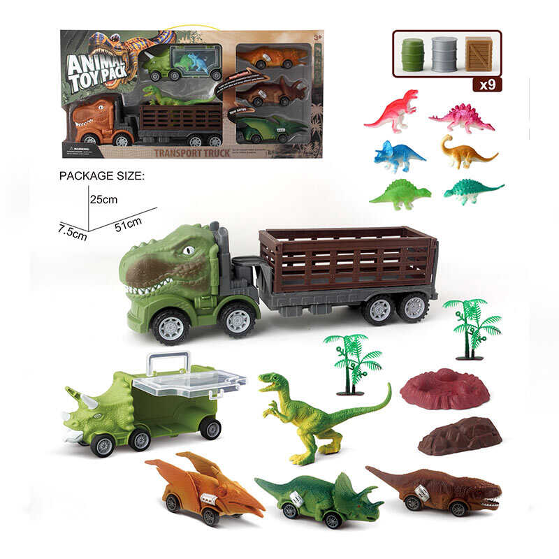 Набір машин 158-131 (40/2) 5 машинок, 7 динозаврів, аксесуари, інерція, в коробці