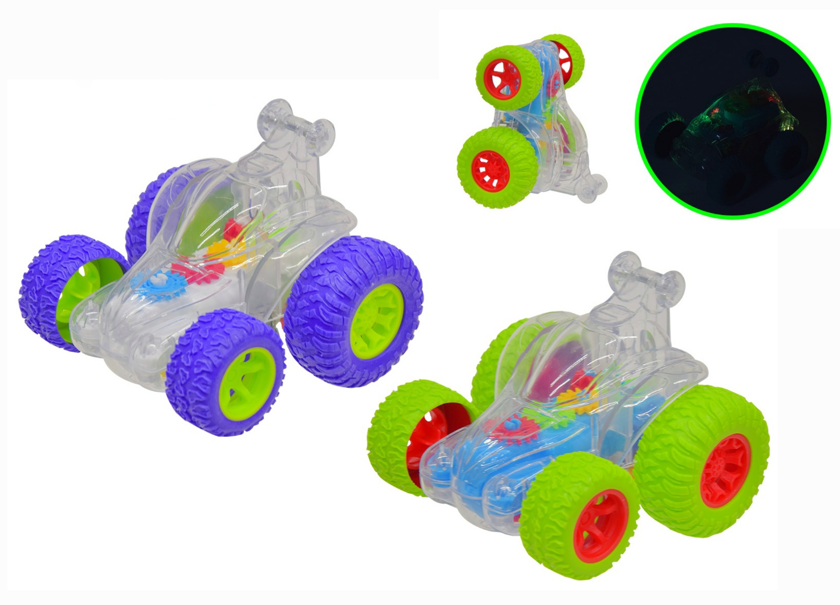 Машина - шестерні 36789J , перевертиш , ЦІНА ЗА 1 ШТУКУ , прозорий корпус , світло , інерція , мікс , дісплей , без інд. пакування