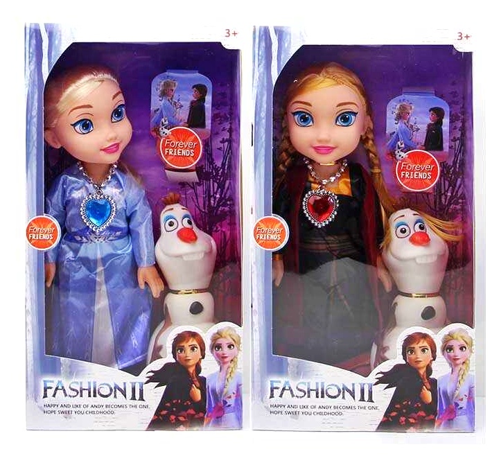 Лялька DXF 2664 , герої «Frozen» , 2 види, 32 см, прикраса, знімний одяг, сніговичок, рухомі елементи, в коробці