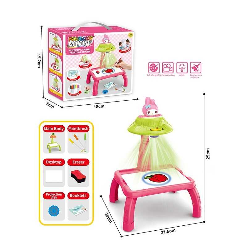 Столик з проєктором ZF 1004 P (60) на батарейках, герой, підсвітка, диски, фломастери, в коробці