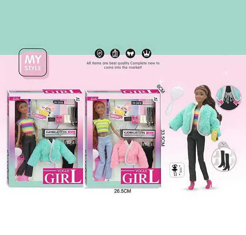 Лялька WX 257-3 (48/2) 2 види, 30 см, аксесуари, гребінець, сумочка, шарнірні суглоби, знімний одяг, прошите волосся, в коробці