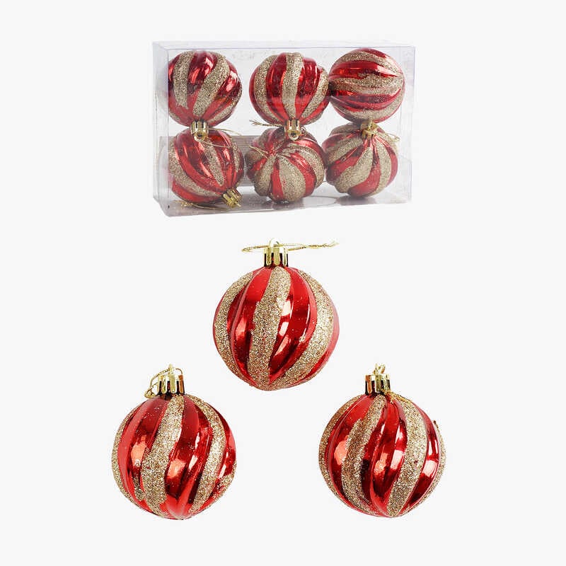 Новорічні прикраси C 67250 (120) кульки, 6 штук, діаметр 5.5см, в слюді