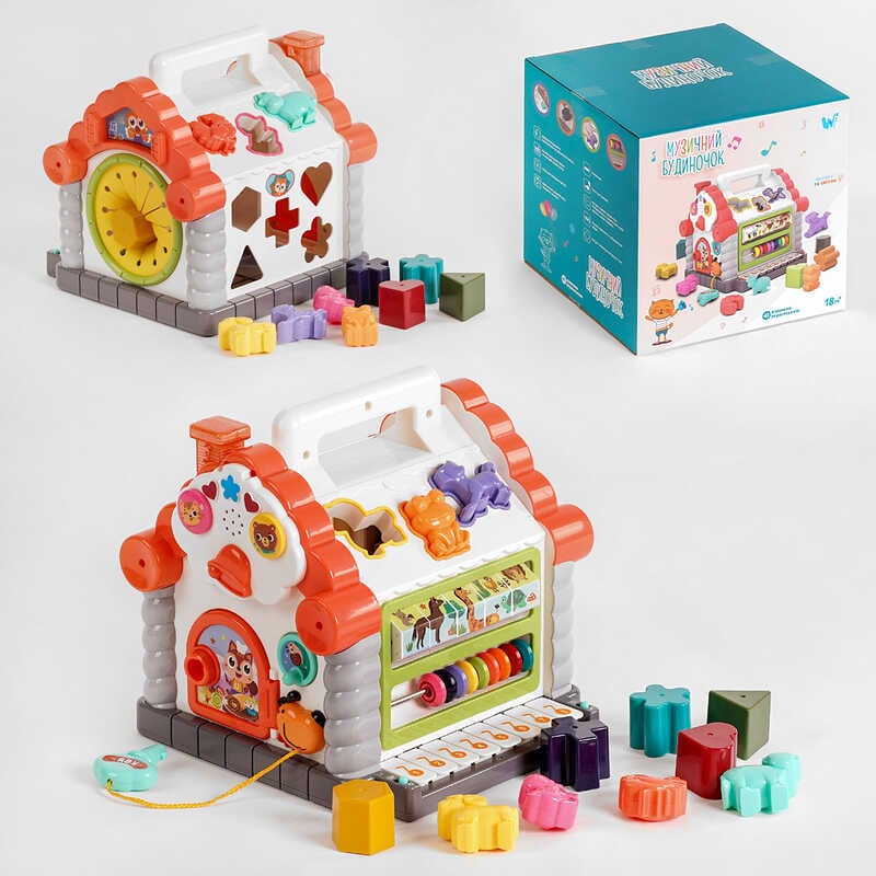 Музичний будиночок 16180 (18) "WToys", ОЗВУЧУВАННЯ УКРАЇНСЬКОЮ МОВОЮ, підсвічування, звуки, 8 пісень, сортер, рахунки, в коробці