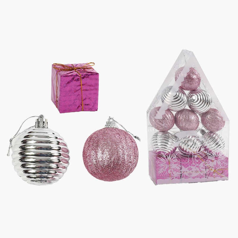 Новорічні прикраси C 67378 (108) 12 штук, кульки, подарунки, D=5 см, у слюді