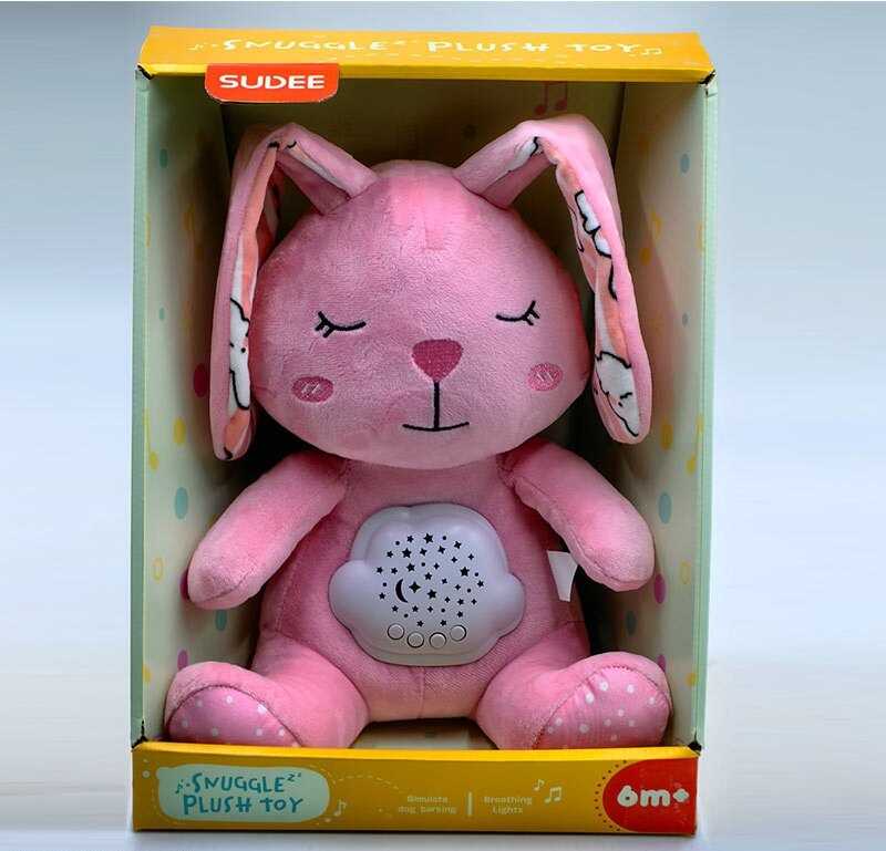 Нічник D 1032 (36/2) "Зайченя", підсвічування, проєкція зоряного неба, звуки, мелодії, регулювання гучності, в коробці