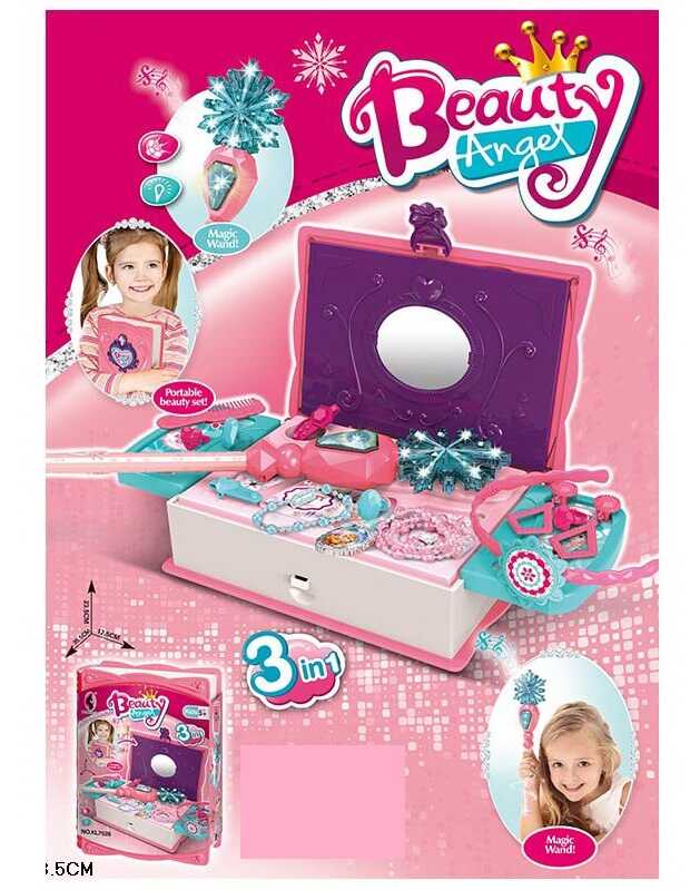 Набір прикрас KL 7528 / 7528 A (48/2) намисто, браслет, каблучки, обруч, органайзер, чарівна паличка, підсвічування, звук, заколка, гребінець, в коробці