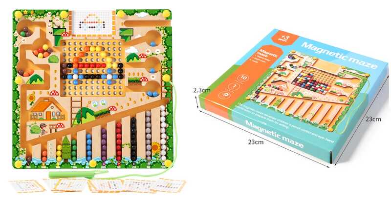 Дерев'яна магнітна гра C 73278 (40) сортер, стилус, 13 двосторонніх карток із завданнями, в коробці