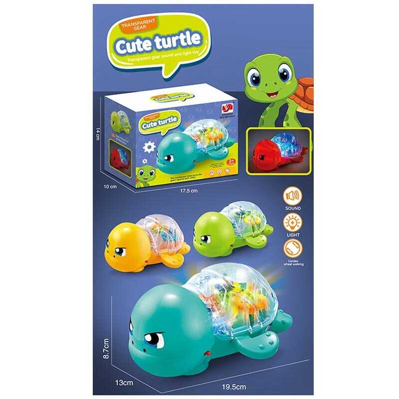 Черепаха 861-65 C (96/2) 3 кольори, підсвічування, мелодія, колесо вільного ходу, автоматичне обертання шестерень, в коробці, ВИДАЄТЬСЯ ТІЛЬКИ МІКС ВИДІВ