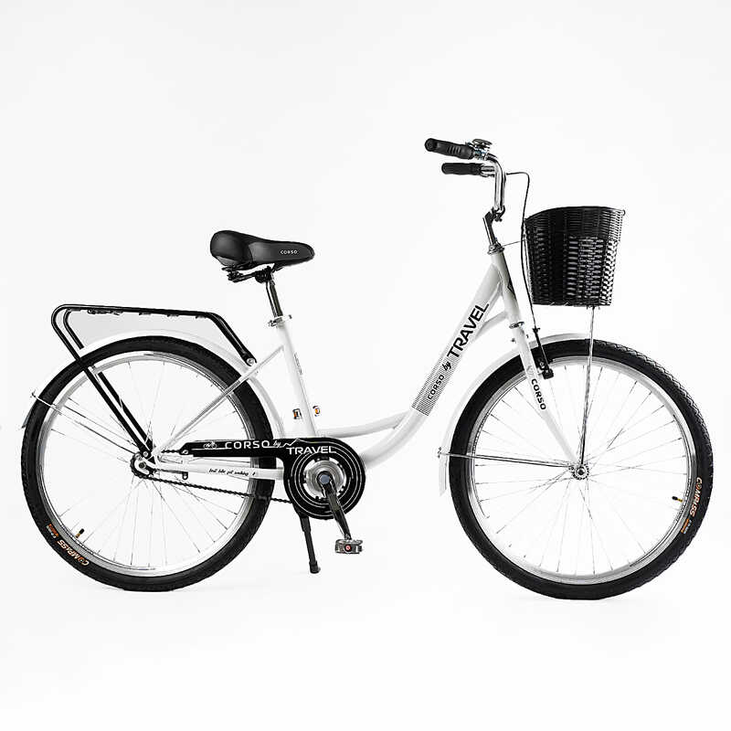 Велосипед міський Corso «TRAVEL» 26`` TL-26309 + КОШИК (1) одношвидкісний, сталева рама 16.5``, корзина, багажник