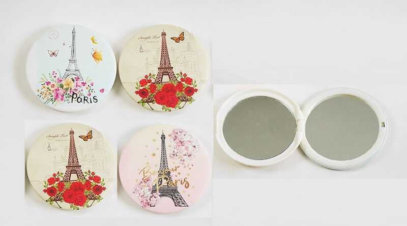 Дзеркальце С 56066 (24) "Весна в Парижі", двостороннє, ЦІНА ЗА 4 ШТУКИ У ПАКЕТІ