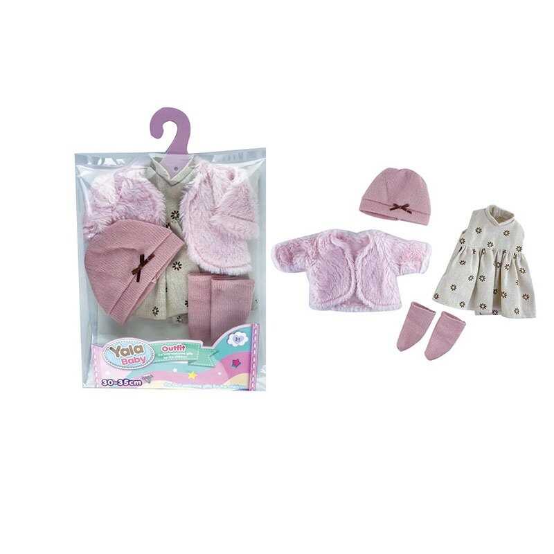 Одяг для пупса YLC 235 K (120) шубка, шкарпетки, сукня, шапочка, для ляльок зростом 30-35 см, в пакеті