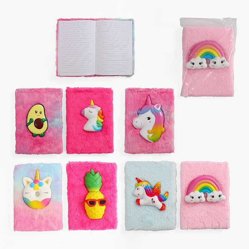 Блокнот М 18139 (120) ароматизований сквіш, 15 х 21 см, хутряна обкладинка, у лінійку, у пакеті, ВИДАЄТЬСЯ МІКС ВИДІВ