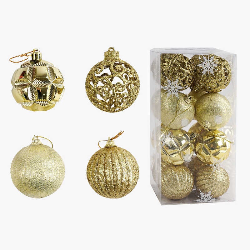 Новорічні прикраси C 67429 (72) 16 штук, кульки, D=6 см, у слюді