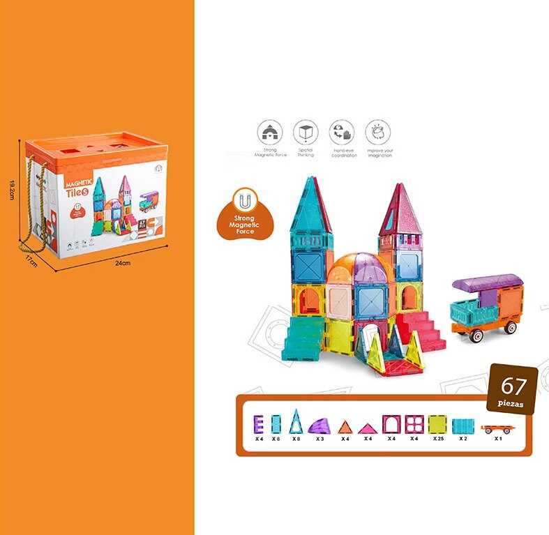 Магнітний конструктор CH 1132 (8) “Будинок”, машинка, 67 деталей, в коробці