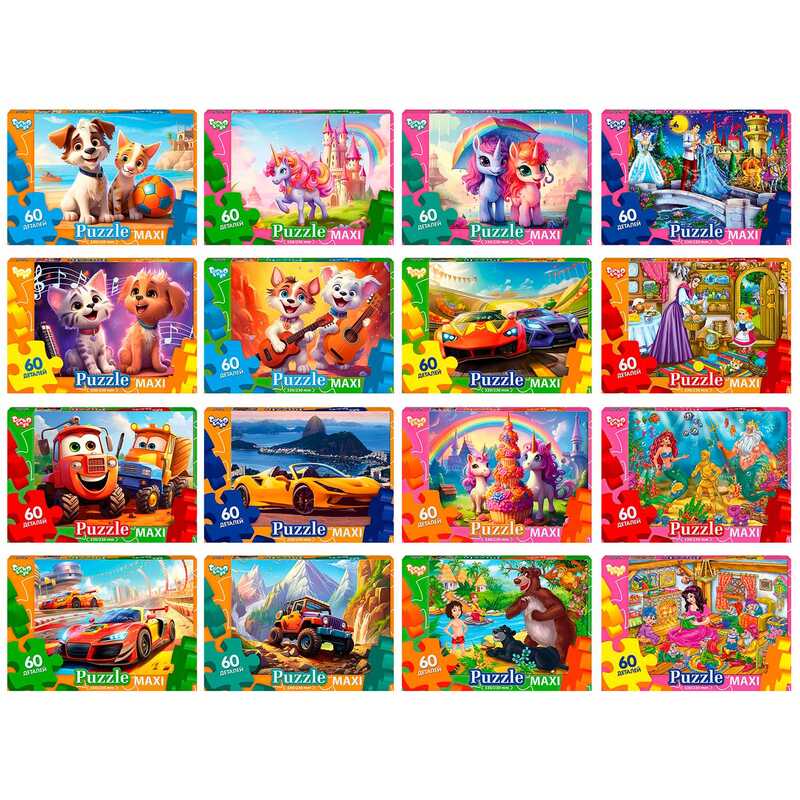 гр Пазли 60 ел. максі с.10 Mx60-10-01,02,03,04...16 (16) ВИДАЄТЬСЯ МІКС ВИДІВ "Danko Toys"