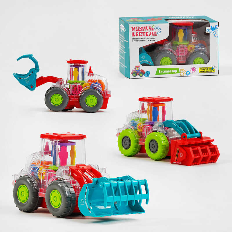 Екскаватор на батарейках 17095 (48) "WToys", ОЗВУЧУВАННЯ УКРАЇНСЬКОЮ МОВОЮ, 2 види, шестерні, пісня, підсвічування, автоматичний рух, в коробці